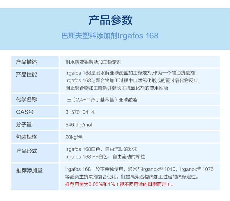 Basf巴斯夫抗氧剂 Irgafos168产品参数