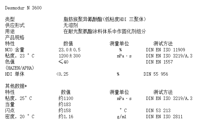 科思创HDI（三聚体）固化剂   Desmodur N 3600