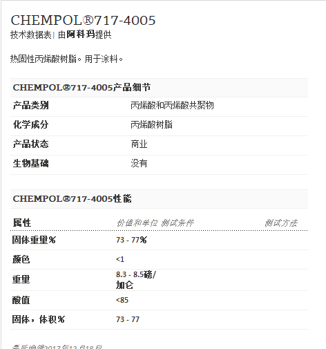 阿科玛丙烯酸聚合物  CHEMPOL®717-4005