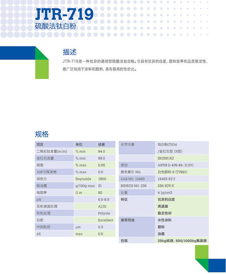 上海久塔 钛白粉JTR-719